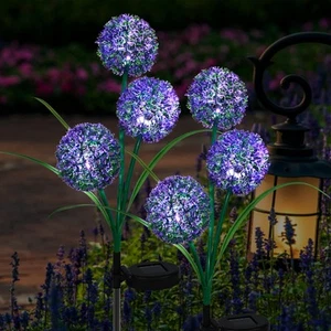 2 Pack Solar Garden Stake Lights, Outdoor Solar Lights in Dandelion Flower De... - Picture 1 of 7