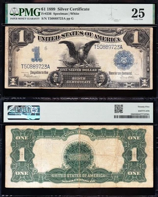 VERY NICE Bold & Crisp VF+ 1899 $1 "BLACK EAGLE" Silver Cert.! PMG 25! 89723A - Image 1 of 3