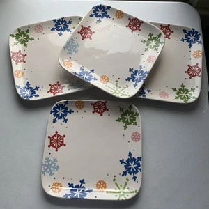 Ironstone SLEDDIN HILL Copo de Nieve Cuadrado Plato de Cena Objetivo Pintado a Mano Grande - Imagen 1 de 12
