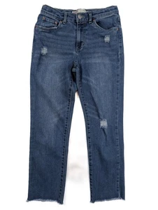 Levi's Heritage High Rise Straight Fit Tapered Raw Leg Hem Jeans Girl's Size 14 - Picture 1 of 7