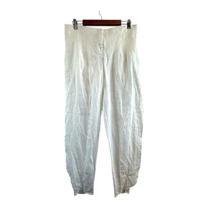 Biasa Size L 14 White Linen Wrap Front Linen Pants Indonesian Designer - Picture 1 of 14