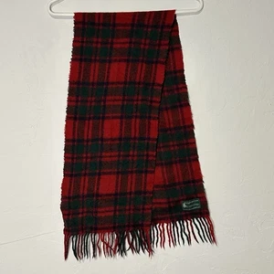 Sciarpa Lochcarron of Scotland con frange 100% lana di agnello rosso verde a quadri 56" - Foto 1 di 3
