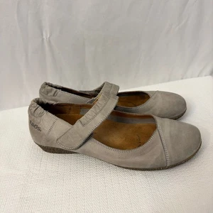 Taos Shoes Womens 7 Gray Leather Hook Loop Mary Jane Made in Spain 38 Comfort - Picture 1 of 9