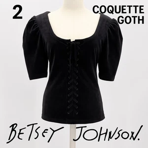 Torrid Betsey Johnson Puff Sleeve Velvet Corset Top 2X Black Coquette Goth - Picture 1 of 11