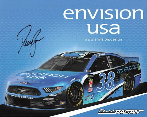 SIGNED!!!  2019  DAVID RAGAN #38 ENVISION USA MONSTER ENERGY NASCAR POSTCARD Cover