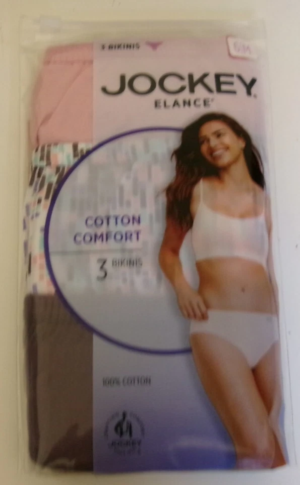 Jockey Elance Cotton Comfort Bikini Size 7/ Multi-color Style 1489.
