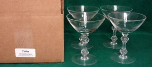 Tiffin Crystal OLYMPIA (#17601) LOT DE QUATRE tiges de champagne *comme neuf dans sa boîte* - Photo 1/4