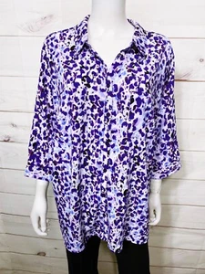 Catherines Womens Blouse Size 1X Multicolor Button Up Pockets 3/4 Sleeve - Picture 1 of 6