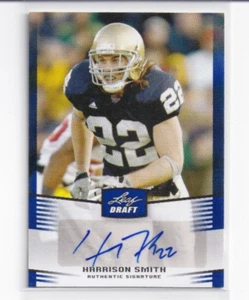 2012 Harrison Smith Rookie Leaf Draft Vikings Irish Rookie RC Auto Blue - Picture 1 of 2
