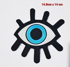 Big Evil Eye Embroidered Iron Sew On Clothes Bag Jacket Shirt Large Patch Badge - Foto 1 di 1