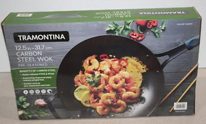 Tramontina 12.5” Carbon Steel Pre-Seasoned Wok 12.5 in 31.7 cm ** USED ** - Picture 1 of 4