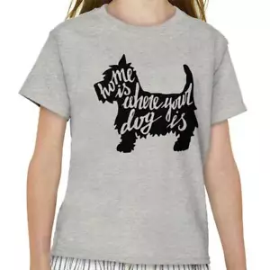 Home Is Where Your Dog Is Cute Pet Dogs Gift Girls Youth Crewneck T Shirts Tees - Picture 1 of 9