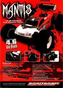 Robitronic Mantis RC 4wd Stadium Truck Wall Art Decor Ephemera 1/8 4.6 Big Block - Foto 1 di 1