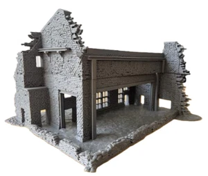 28mm Large Damaged Mansion Stately Home Wargaming Building Terrain Ruins Factory - Picture 1 of 7