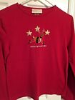NEW M&C Sportswear Ladies Christmas Red Knit Top LS Dances with the Stars Sz S