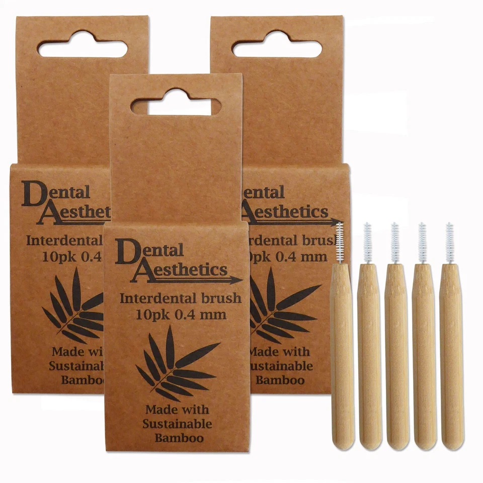Bambus Interdentalbürsten 3 Packungen à 10 ~ kunststofffreier Griff 0,4 0,5 0,6 0,7 mm
