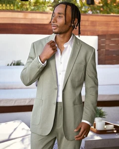 NEW EXPRESS $248 SOLID GREEN SLIM KNIT SUIT JACKET SZ 40R - Picture 1 of 8