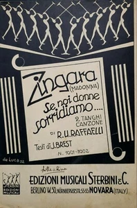 27) SPARTITO MUSICALE ZINGARA TANGO EDIZIONI STERNINI NOVARA - Foto 1 di 5