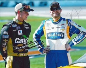 2X SIGNED Dale Jr. & Trevor Bayne 2014 NATIONWIDE SERIES RACE 8X10 Photo COA - Picture 1 of 1