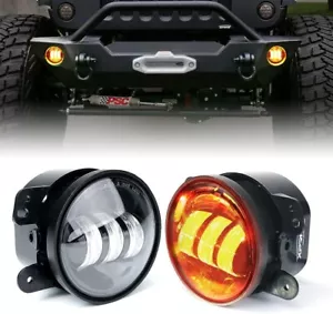 4 Inch Amber LED Fog Light Compatible W/2007-2018 Jeep Wrangler JK Unlimited - Picture 1 of 7