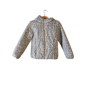 Gap sz large 10 gray cream animal print puffer coat - Picture 1 of 6