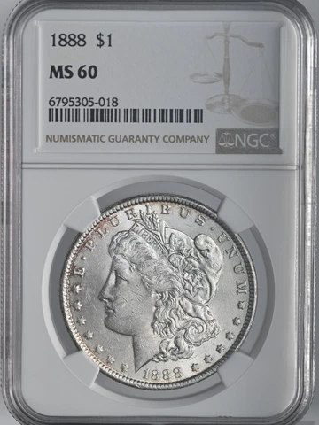 1888-P $1 MORGAN SILVER DOLLAR  NGC MS60 #6795305-018 MINT STATE FRESHLY GRADED! Cover