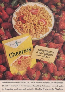 1963 Cheerios: Strawberries Love Cheerios Vintage Print Ad - Picture 1 of 1