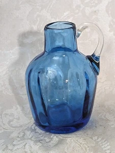 Small Handblown Cobalt Blue Jug with Attached Handle Vintage. - Picture 1 of 5