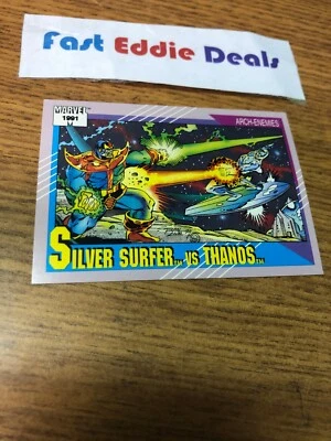 IMPEL MARKETING 1991 MARVEL COMICS SILVER SILVER VS THANOS CARD 113 ARCH ENEMIES - Image 1 of 2