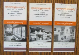 ANDERSEN WINDOWALLS LOT OF 3 MATCHBOOK MATCHCOVERS (BRADLEY, ILLINOIS) -E20 - Picture 1 of 3