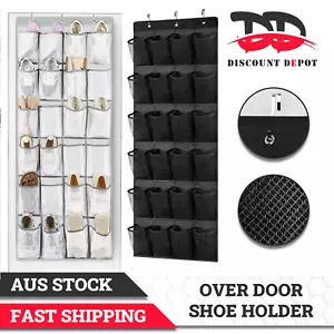 24 Pockets Shoe Holder Bag Organiser Over Door Hanging Shelf Rack Storage Hooks - Picture 1 of 12