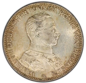 Prussia 1914-A  Silver 3 Mark - PCGS MS62 - Super Toning! - Picture 1 of 5