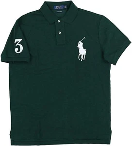 Polo Ralph Lauren Men's Custom Slim Fit Mesh Big Pony Shirt Green pony White S - Picture 1 of 1