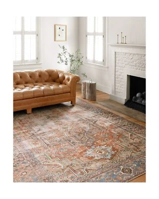 Loloi II Loren Collection LQ-15 Terracotta/Sky 5'-0" x 7'-6" Area Rug - Image 1 of 4