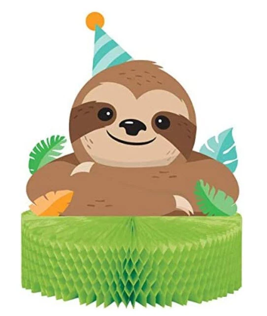 SLOTH birthday party CENTERPIECE party supply table decoration SLOW mammal 9"x12 - Image 1 of 1