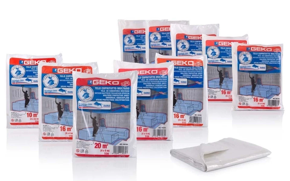 10 PZ TELO COPRITUTTO GEKO LD DISPONIBILI 4X4 e 4x5 PITTURA PROTEZIONE MOBILI - Immagine 1 di 1