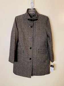 Abrigo Ralph Lauren lengüeta frontal mezcla lana pata de gallo merlot marrón nuevo con etiquetas talla 10 $345 - Imagen 1 de 8