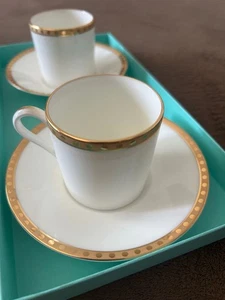 Tiffany & Co. Gold Band Demitasse Cup and Saucer Set of 2 Collectible A57 - Picture 1 of 5