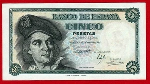 5 Pesetas, 1948 ''De Elcano'' Sin Serie  , Sin Circular. - Picture 1 of 2