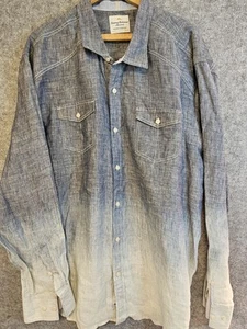 Tommy Bahama Mens 2XL Island Crafted Linen Button Shirt Blue Ombre White Pockets - Picture 1 of 11