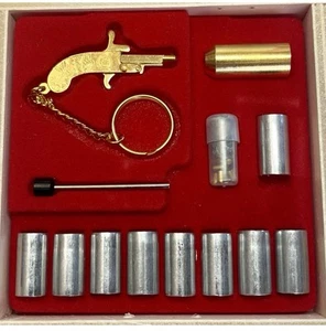 BERLOQUE PINFIRE PLAQUÉ OR JOUET PISTOLET 2 MM MINIATURE VIERGE/CAPUCHON PISTOLET PORTE-CLÉS - Photo 1/6