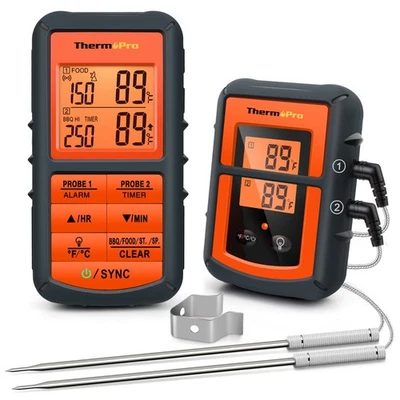 ThermoPro TP08B 500FT Wireless Meat Kitchen BBQ Cooking Thermometer Dual Probe - Image 1 of 4