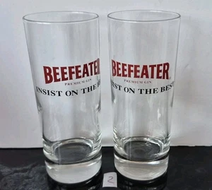 2 x Beefeater Gin High Ball Drinking Glasses Insist On The Best 6.5" Tall VGC - Picture 1 of 6