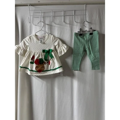 Bonnie Baby NWT Girls Reindeer Dress & Leggings Set 0-3 Months Christmas Outfit - Image 1 of 4