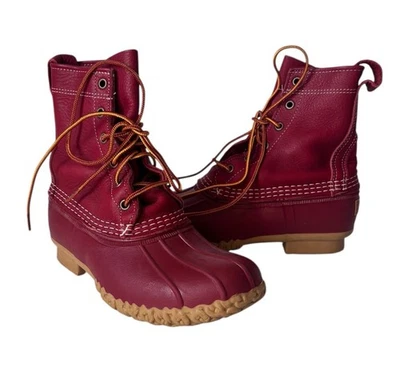 LL Bean Mujer Botas Pato Rojo Edición Limitada Corazón Cuero Talla 6 M EE. UU. Maine Foto 1 de 4