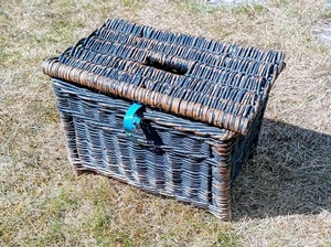 Vintage Wicker Fishing Basket Interior Design Home Decor Log Storage - Picture 1 of 10