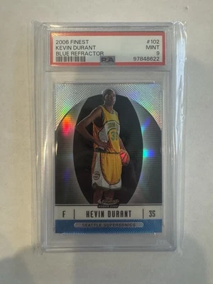 2006-07 Topps Finest KEVIN DURANT #102 RC Rookie Blue Refractor /299 PSA 9 - Image 1 of 3