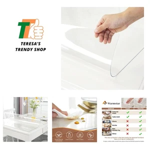 Clear Table Cover Protector, 48 x 60 Inch, 1.5mm Thick PVC, Rectangular, Desk... - Picture 1 of 8