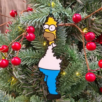 Homer Simpson Hanging Christmas Tree Decoration - The Simpsons Bush Meme Bauble