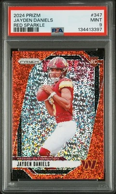 Fútbol americano Panini Prizm 2024 Jayden Daniels RC rojo brillante Prizm PSA 9 Foto 1 de 2